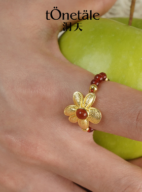 洞天tonetale原创戴发发戒指女简约串珠活口设计感精致百搭饰品