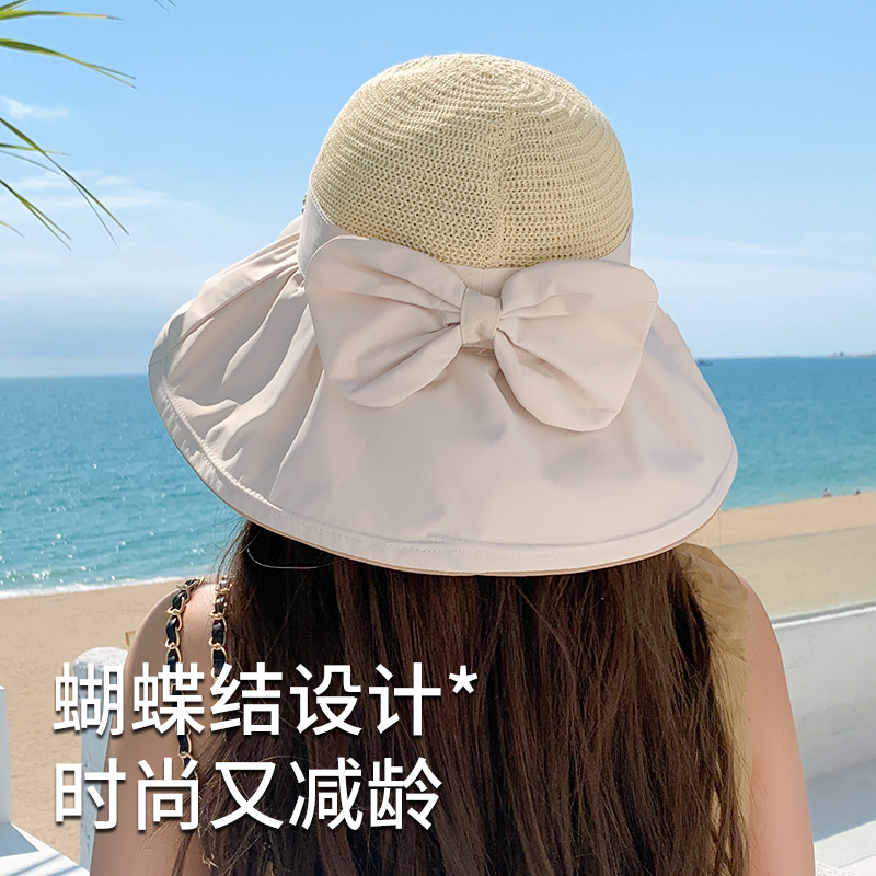 ins大檐帽子日系遮脸防晒渔夫帽女夏韩版百搭遮阳防紫外线太阳帽