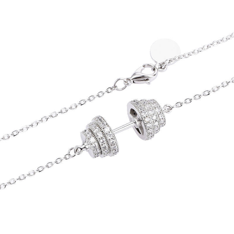 流行满钻健身潮牌哑铃项链杠铃锁骨链小众轻吊坠嘻哈2024礼物