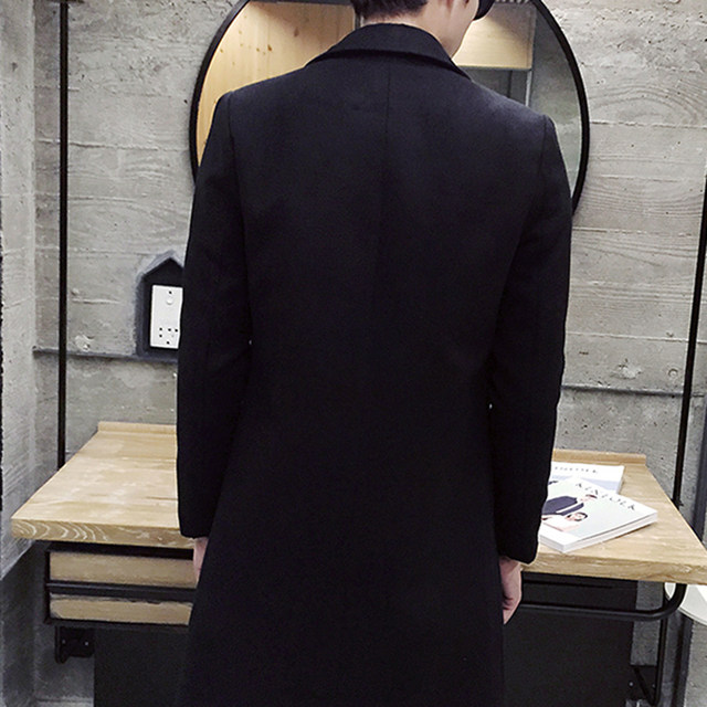 Casual thick woolen mid-length coat for winter