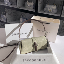 Yacabond genuine leather denim law stick bag woman 2023 new advanced texture small crowdsourced inclined satchel shoulder armband bag