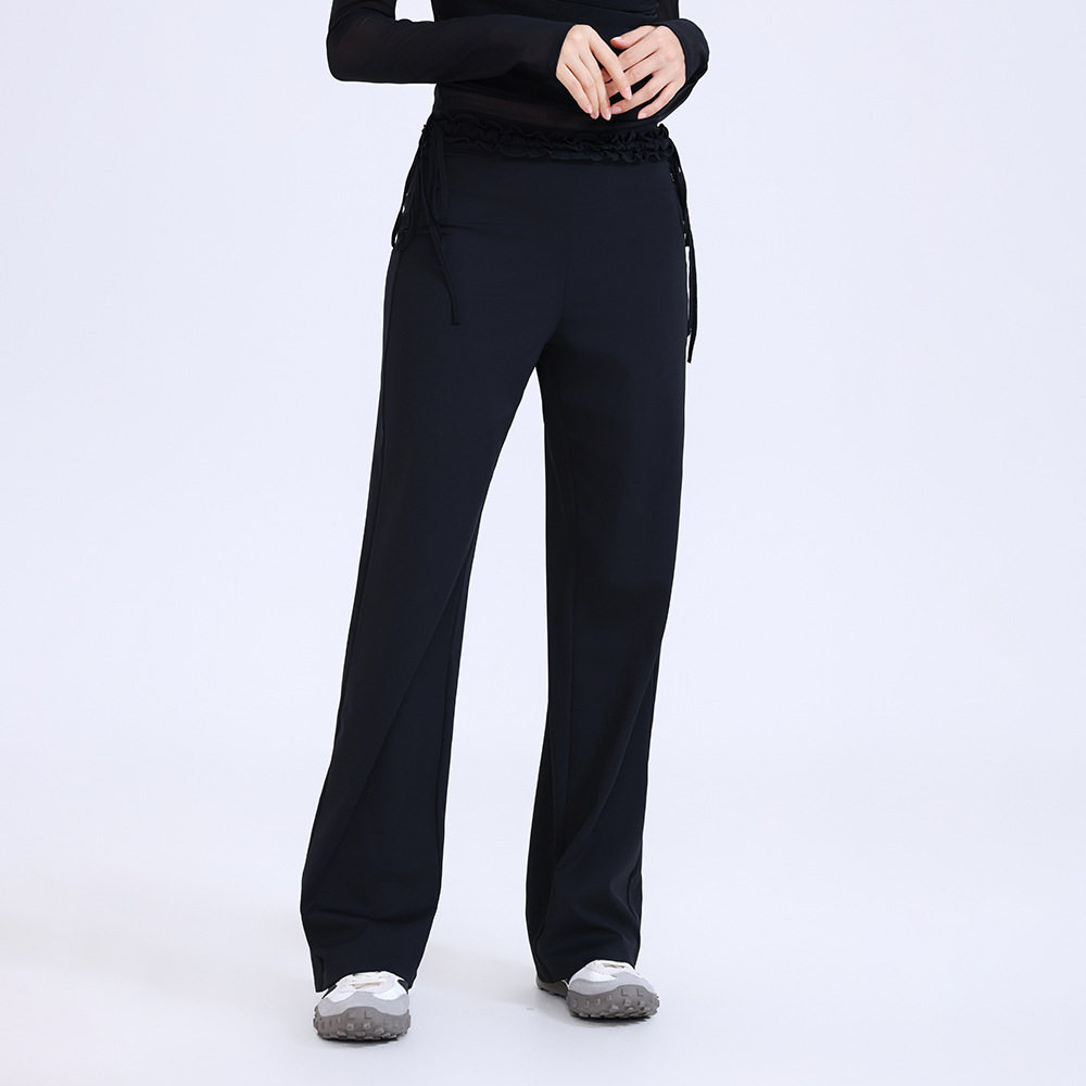 ANNA撞色花边阔腿运动长裤宽松显瘦运动裤户外跑步瑜伽裤直筒裤女,淘宝优惠券,粉丝福利购,淘宝优惠卷