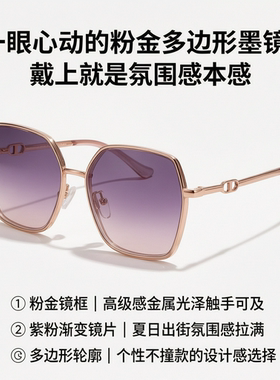 偏光太阳镜男女通用多边形大框墨镜开车专用防晒高级感简约优雅