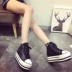 Giày cao gót đế xuồng đế bệt đế xuồng dành cho nữ 2018 xuân Hàn Quốc phiên bản giày cao gót họa tiết rắn độc - Giày cao gót