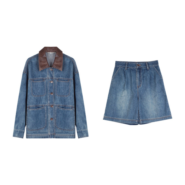 BLUEerror patchwork lapel jacket denim retro