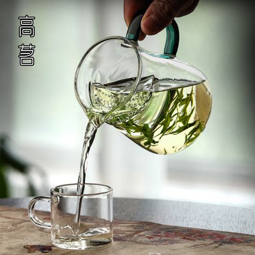 玻璃月牙公道杯茶漏一体绿茶专用茶具过滤泡茶滤网功夫分茶器耐热 - 图0