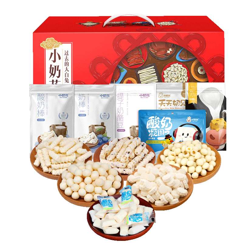 小奶花旗舰店奶酪棒儿童奶酪条牛奶片酸奶疙瘩奶豆腐酸奶棒内蒙古特产礼盒600g3