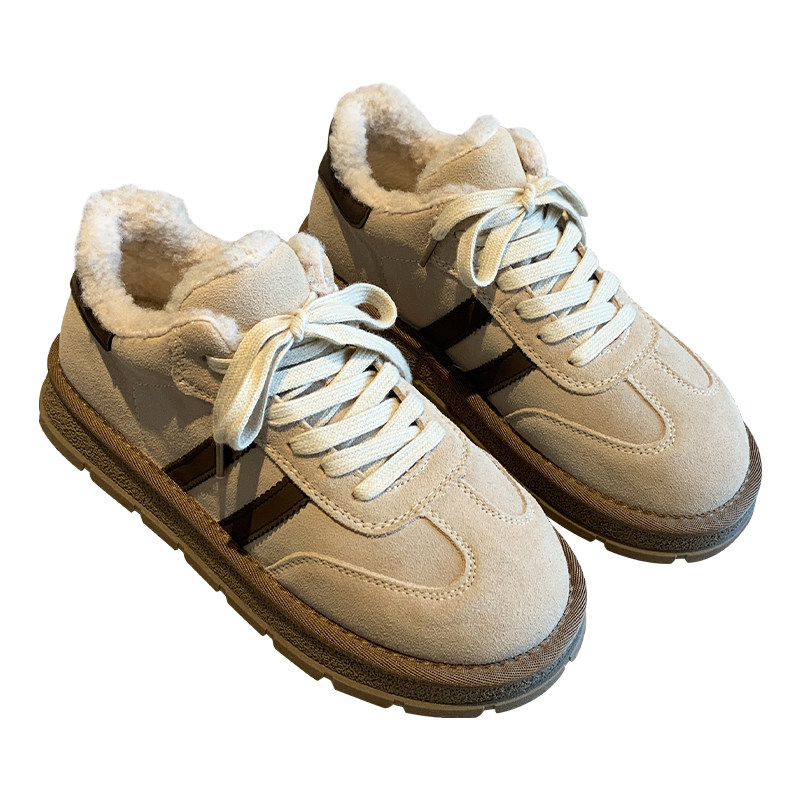 【TFM】棉鞋女冬季2025年新款真皮系带休闲厚底加绒板鞋女德训鞋,淘宝优惠券,粉丝福利购,淘宝优惠卷