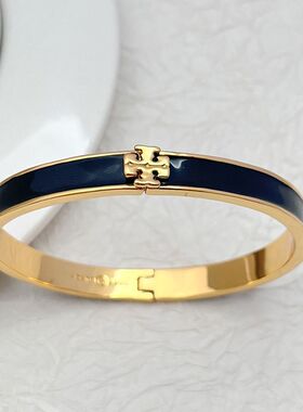 镀18K金珐琅彩双TLOGO手镯