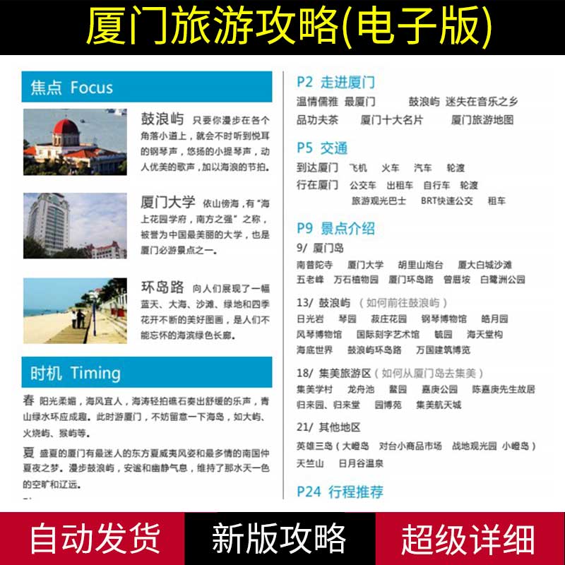 2024福建厦门旅游攻略图（电子版）自驾游自由行景点美食旅行指南