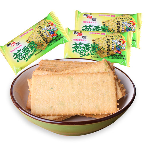 新乐福葱香飘饼干香葱味1KG整箱批发办公室休闲零食独立小包装 - 图3