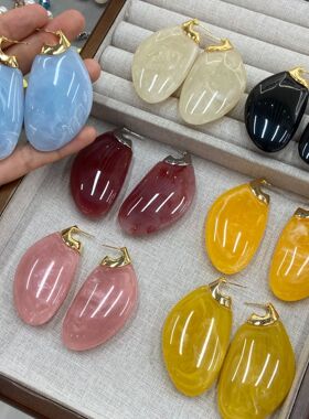 欧美夸张几何大水滴耳饰亚克力时尚夸张高级感轻奢高级感耳饰S925