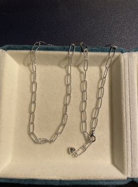 925银镀白金意大利进口工艺方形闪星链 可扣万能扣吊坠百搭款项链