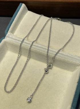 S925银镀铑白金1.5mm圆珠珠链锁骨链可调节百搭时尚气质款项链