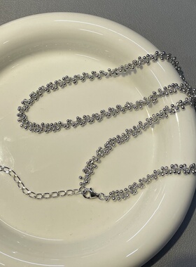 S925银镀白金意大利工艺葡萄链个性百搭项链 叠戴锁骨链