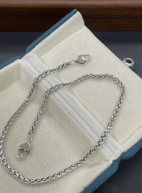 S925银做旧黑银圆肖邦链DIY珍珠加长链30cm半珠半链银配件