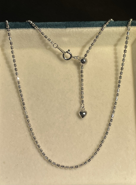 百搭纯银翡翠锁骨链长款925银可调节素链意大利工艺双闪算盘珠链