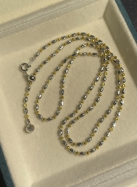 意大利进口工艺 橄榄闪珠双色项链 全调抽拉调节长度毛衣链