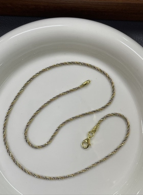 意大利进口925银双色扭麻花链可调节项链 个性百搭时尚锁骨链