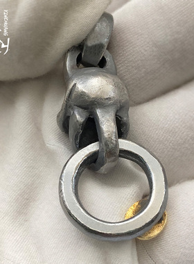 高山隆18k点金环骷髅头吊坠