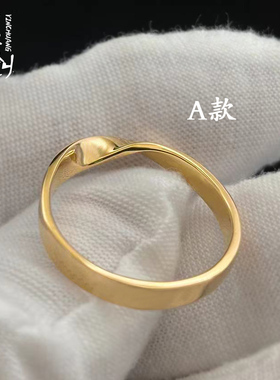 手工定制18k金结婚戒指