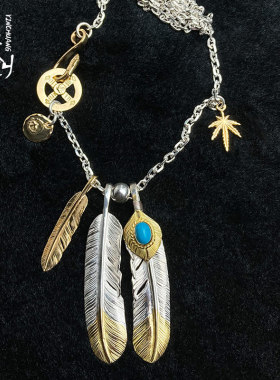 银创高桥吾郎925银羽毛吊坠项链