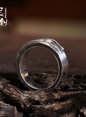 高桥吾郎纯银摇滚风手工羽毛戒指