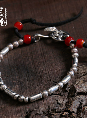 高桥吾郎男女款纯银印第安琉璃珠