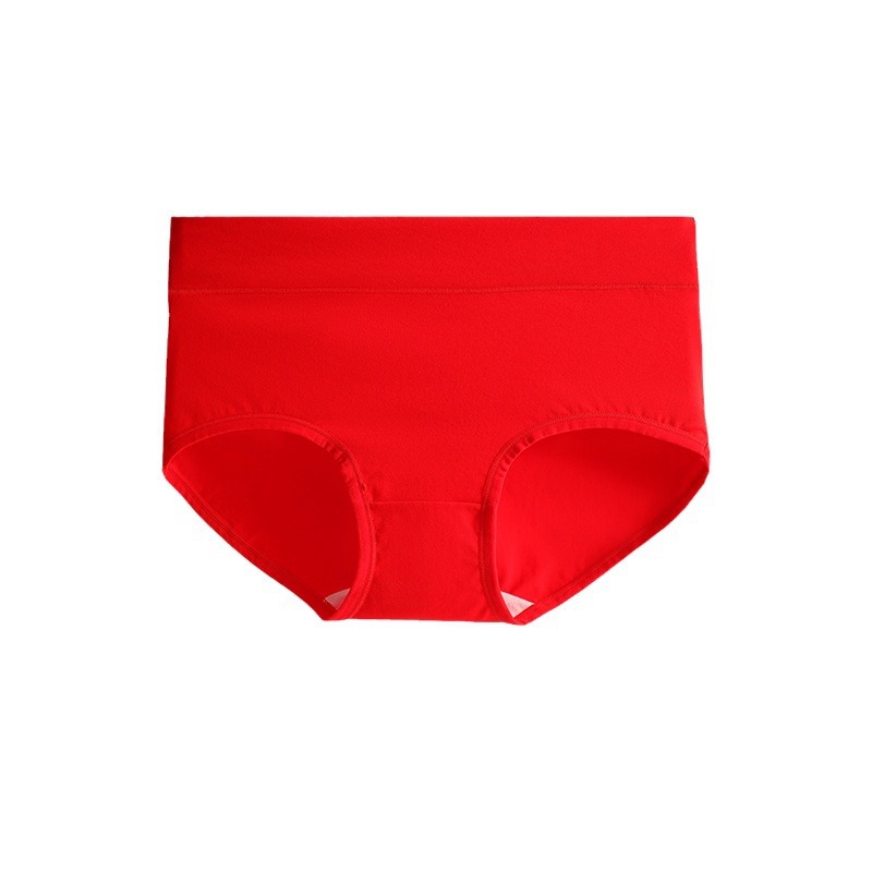 60S长绒棉女士内裤本命年大红色纯棉内裤女生龙年高弹大码三角裤 - 图3