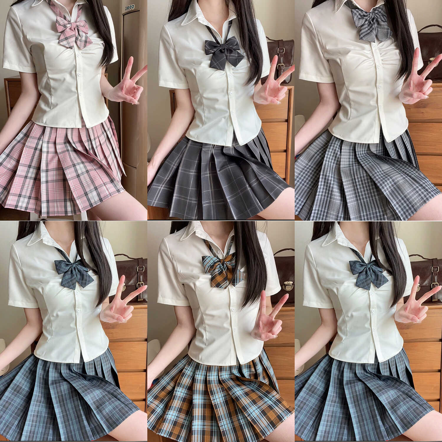 织野鹿JK格裙制服日系短裙校供百褶裙女学院风显瘦半身裙套装裙子 - 图3