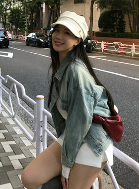 日本贵牌蔡徐坤卢昱晓同款百搭显脸小报童帽女防晒遮阳uv鸭舌帽男