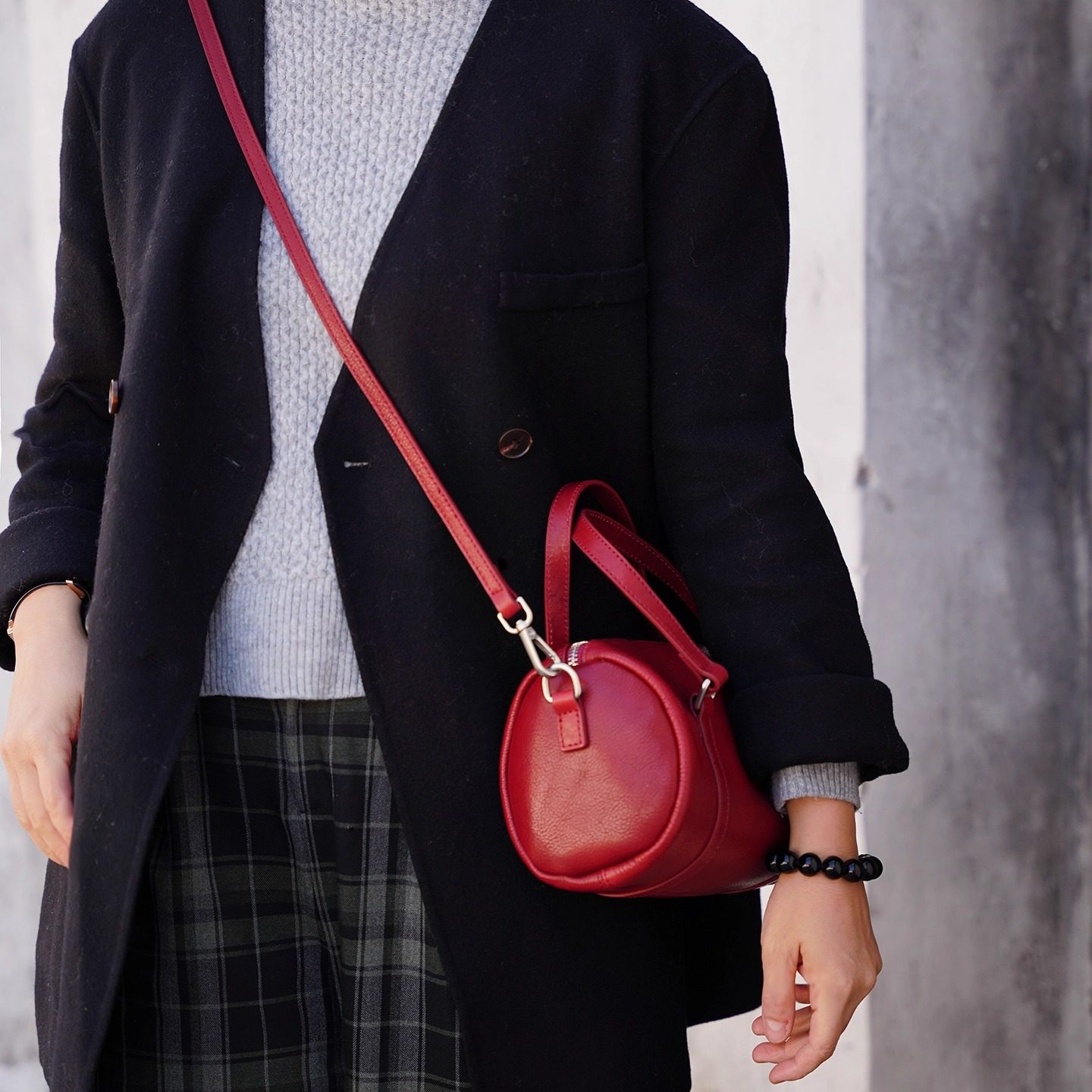 禾二HIR头层植鞣牛皮油蜡真皮新年红波士顿手提单肩斜挎水桶小包,淘宝优惠券,粉丝福利购,淘宝优惠卷