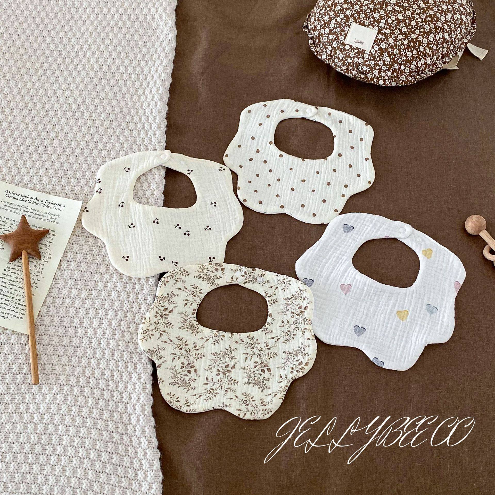 出口韩国六层纯棉纱布花形围嘴婴儿口水巾围兜宝宝防吐奶柔软透气,淘宝优惠券,粉丝福利购,淘宝优惠卷