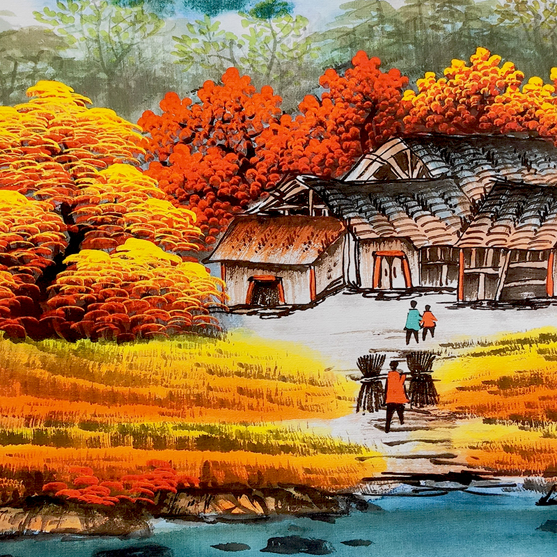 卷轴山水画聚宝盆鸿运当头源远流长沙发背景墙家居装饰画新中式