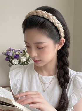 缎面缠绕发箍女高颅顶带齿防滑洗脸发卡日常外戴高端轻奢头箍发饰