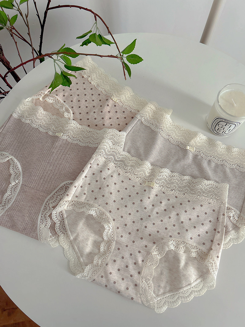 珍珠燕麦奶~温柔奶茶色A类棉抑菌纯棉裆少女生性感蕾丝边内裤三角,淘宝优惠券,粉丝福利购,淘宝优惠卷