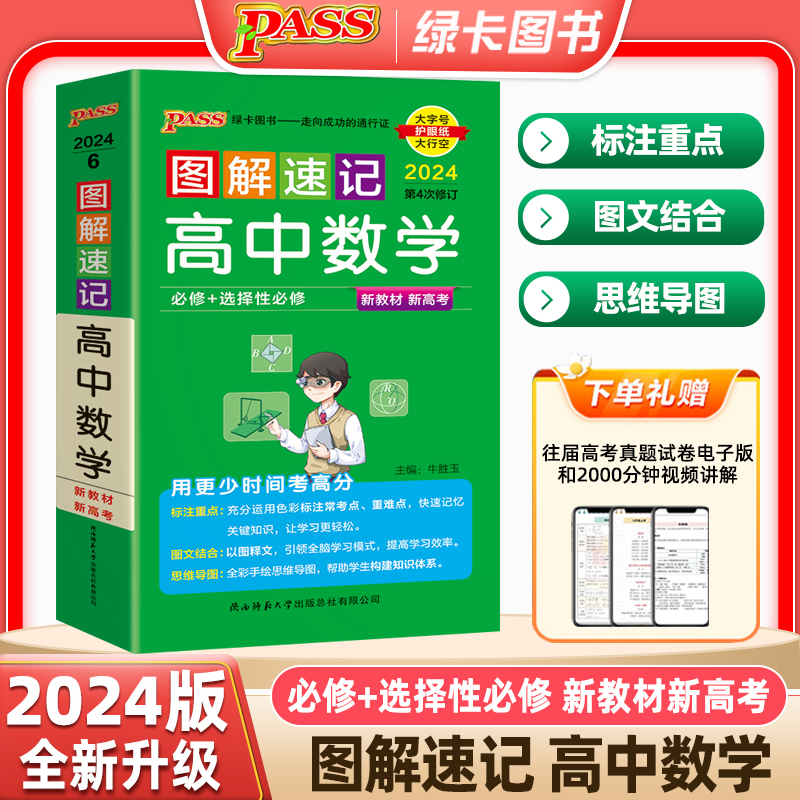 2024版PASS图解速记高中数学物理化学生物地理历史思想政治必修选择性必修人教版公式定理定律基础知识大全新教材新高考绿卡图书 - 图2