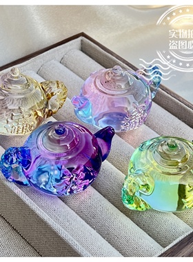 【琉璃茶盏】水晶把把壶 赢钱 麻将神器 茶宠 招财 家居摆件 礼品