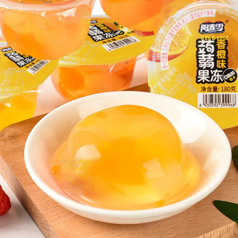阳春雪果冻大杯蒟蒻果肉果汁果冻味儿时学生休闲网红小零食0脂肪-图0