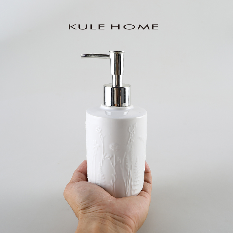 KULE HOME创意浮雕陶瓷酒店洗手液瓶子皂液器沐浴乳液瓶分装空瓶-图3