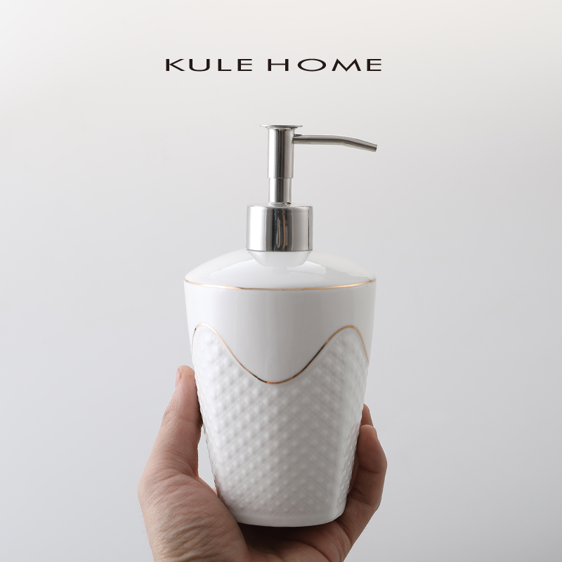 KULE HOME陶瓷酒店洗手液瓶子洗发水分装瓶沐浴露按压空瓶乳液器-图3