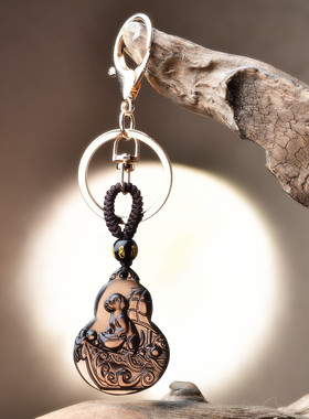 易明开居贵犬乘舟吉贵宏吊坠属兔2026马年生肖兔黑曜石吉祥佩戴物