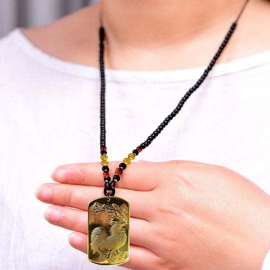 Colgante de citrino del zodiaco con forma de pollo