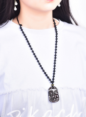 黑曜石牛钱纳宝吉牛展运吊坠玉牛吉祥物牛形饰物牛型饰品