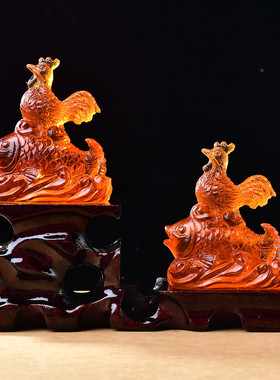 易明开居凤鲤添禄宝吉懿水琉璃摆件属鸡2026马年吉祥物客厅办公室