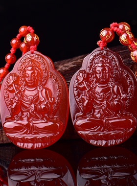 花边守护神本命佛红玛瑙吊坠项链