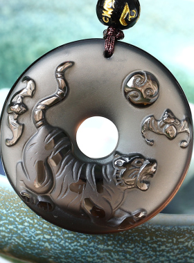 阳火得意吊坠黑曜石属虎人2026年吉祥物男女生肖虎佩戴挂件