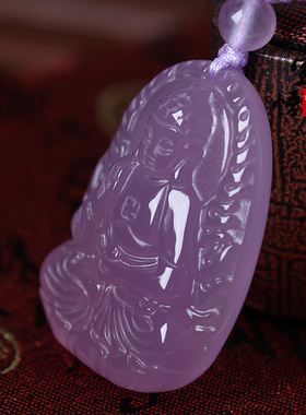 2026年天然粉玉髓守护神粉玉髓阿弥陀佛生肖狗猪本命佛吊坠项链