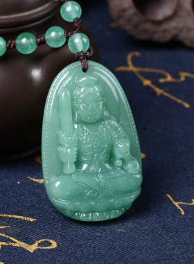 绿东陵守护神不动明王属鸡吊坠