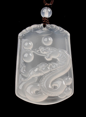 2026年生肖牛灵蛇进禄白玉髓吊坠白玛瑙项链属蛇佩戴吉祥物